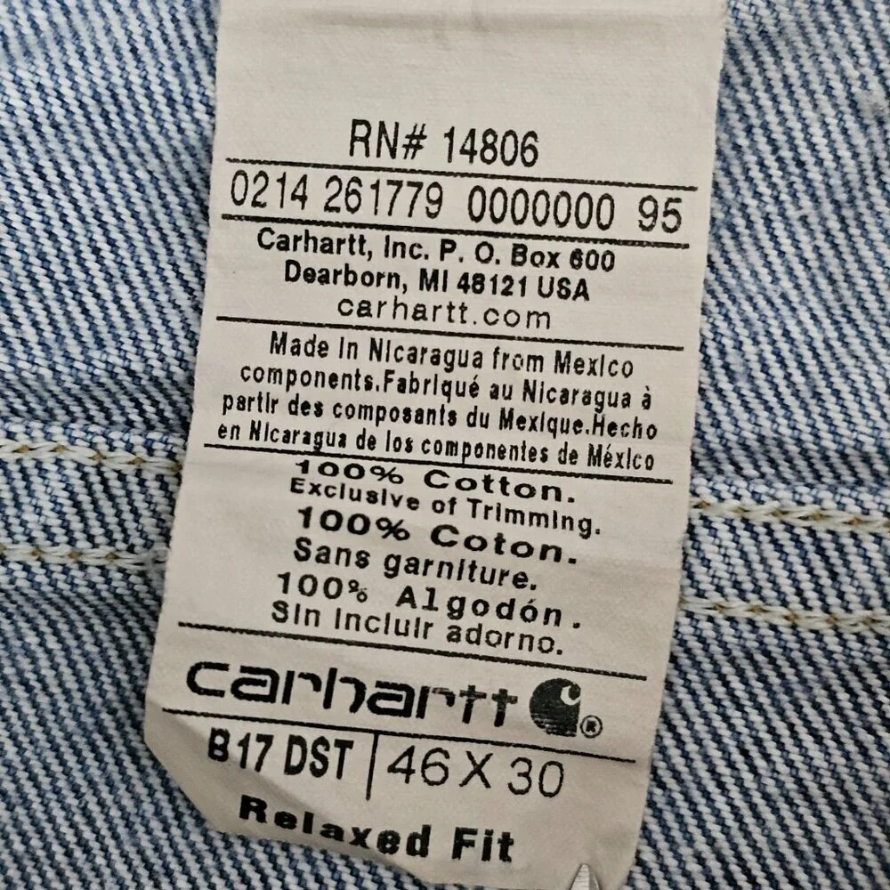 Carhartt Denim Relaxed Fit Straight Leg Cotton Blue Jeans